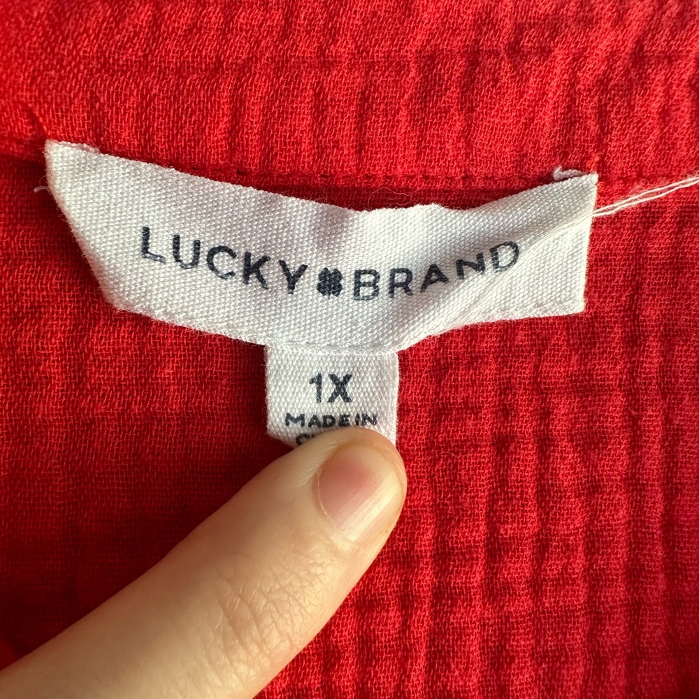 Lucky Brand Red Textured Tiered Dress - Picture 2 of 2
